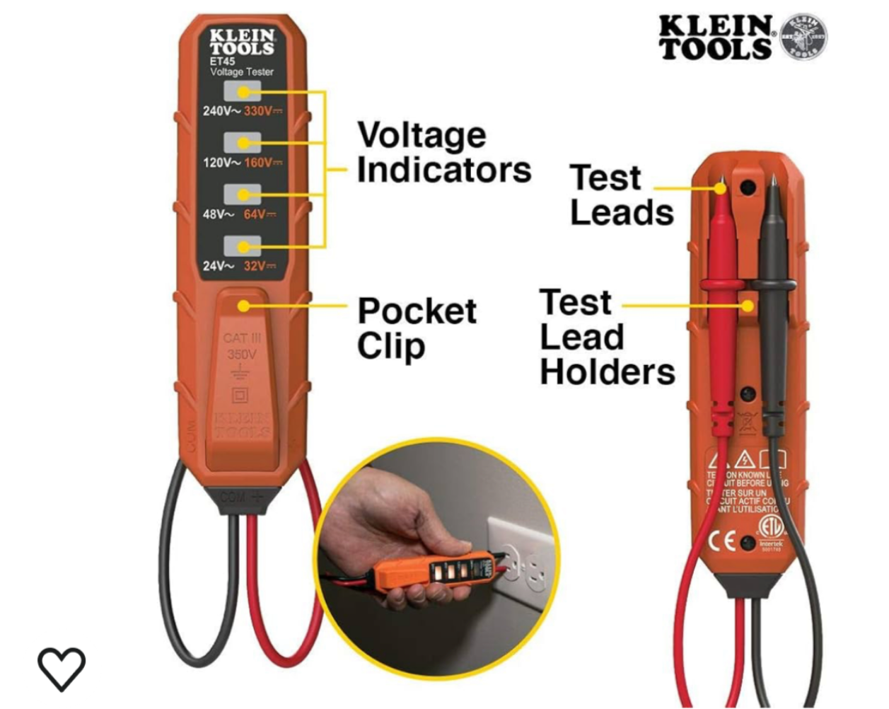 3) Mini) Klein Voltage Tester- No batteries needed