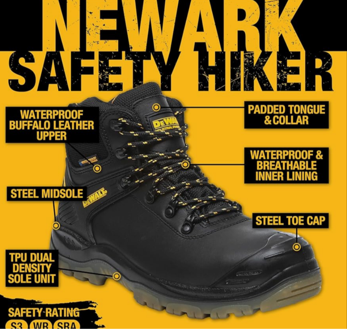 DEWALT Newark Waterproof Safety Steel Toe Boot - Black