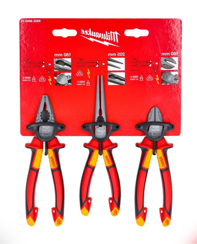 2) Milwaukee 3 Piece VDE Pliers Set