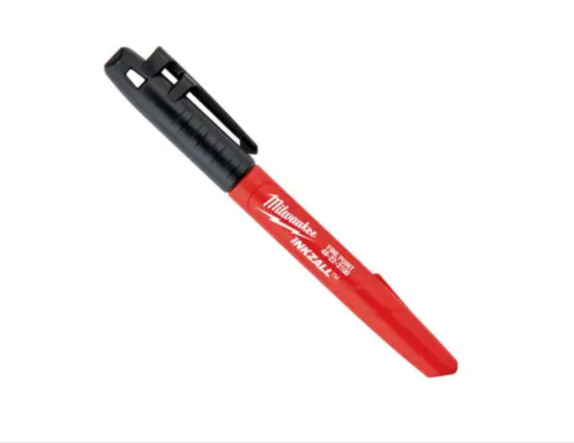 01) Milwaukee Fine Point Inkzall Jobsite Marker Black