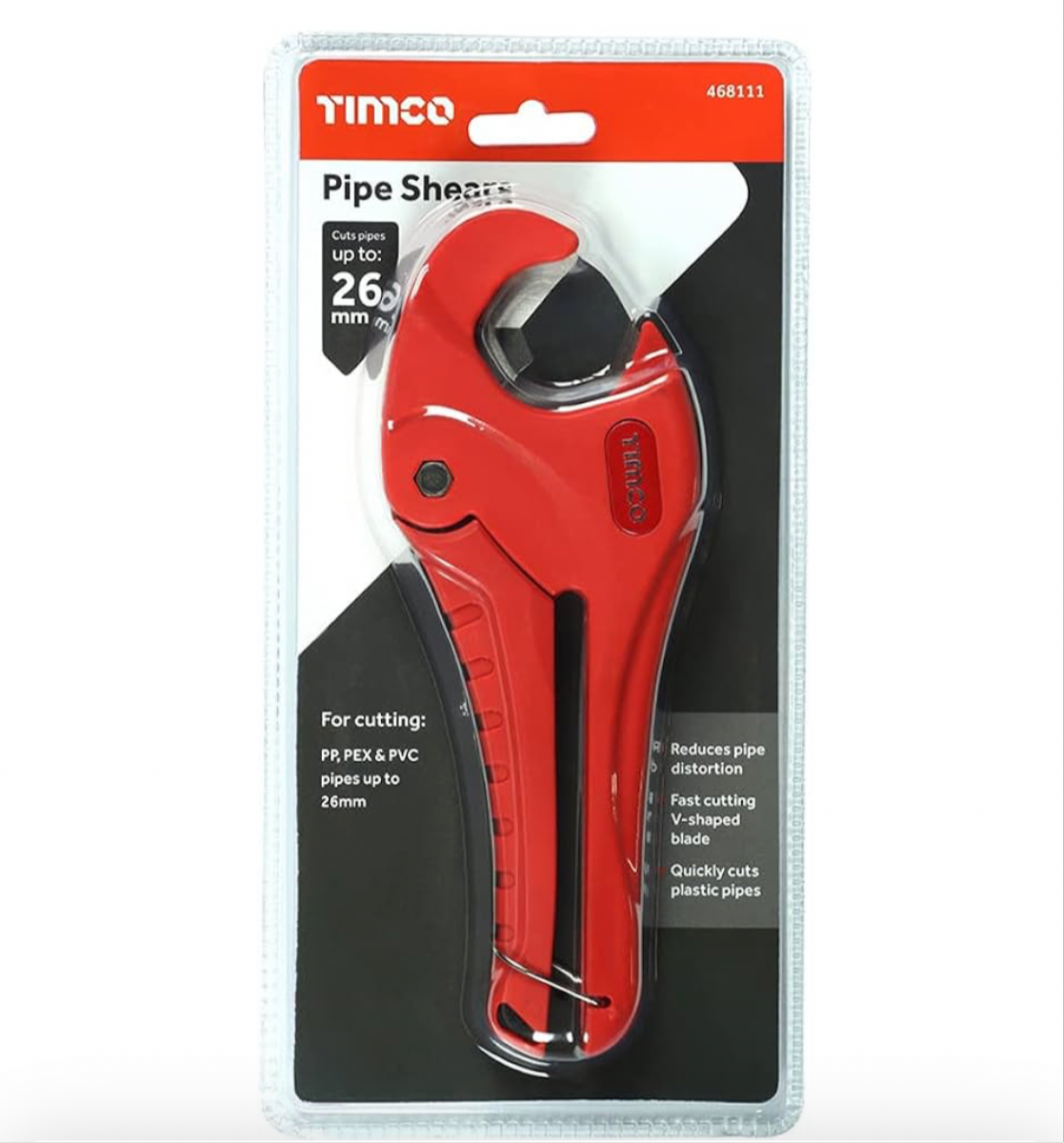 TIMCO Pipe Shears - Hard Wearing - Fast Cutting V-Shaped Blade - Excellent for Use on Plastic Pipe - 0-26mm