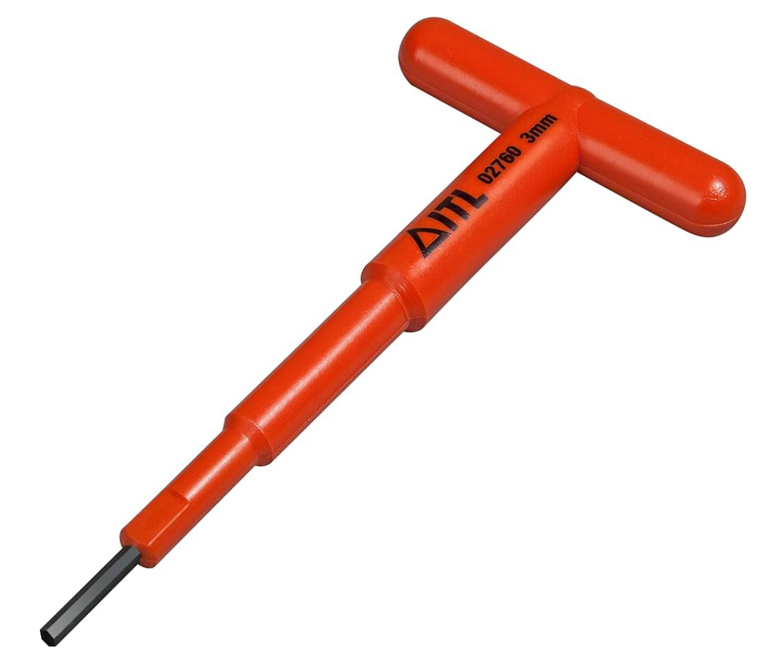 002) Insulated T Handle Hex Driver - (ideal for Meter tails terminals) 13cm Length