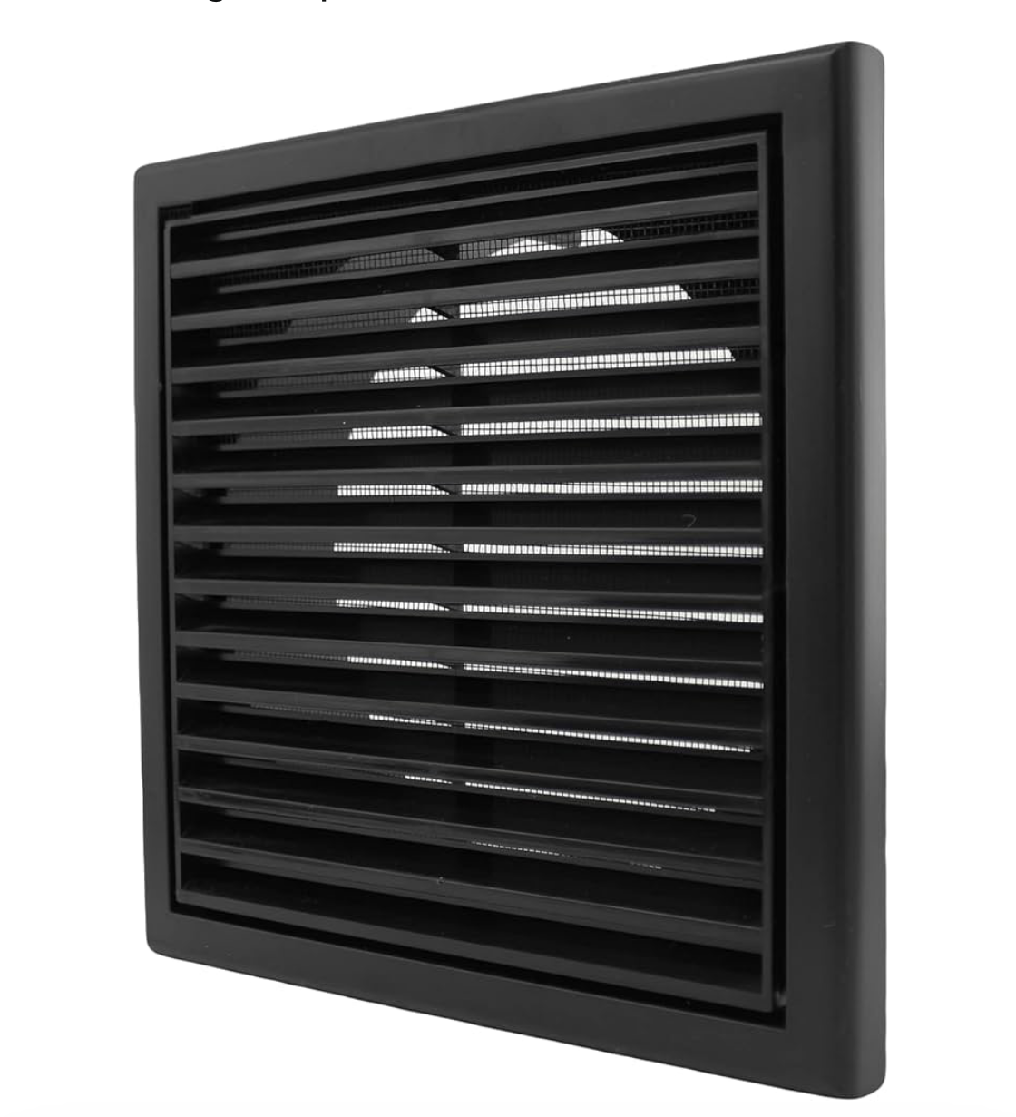 Blauberg Louvred Wall Vent 100mm - 4 inch rear spigot and 155mm external size Grille Black Ceiling Extractor Fan Bathroom Cover with Flyscreen Internal External Use