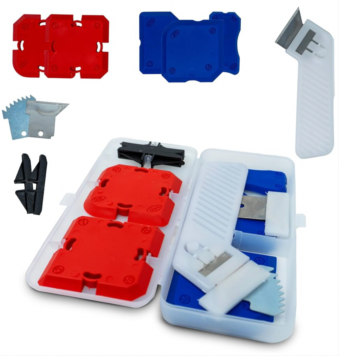 1) Caulking Tool Kit, Silicone Sealant Finishing Set, Silicone Profiling Kit, Grout Sealing Smoother, Caulk Application Tool for Sink Joint, Bathroom, Floor, Window, Kitchen, Toilet