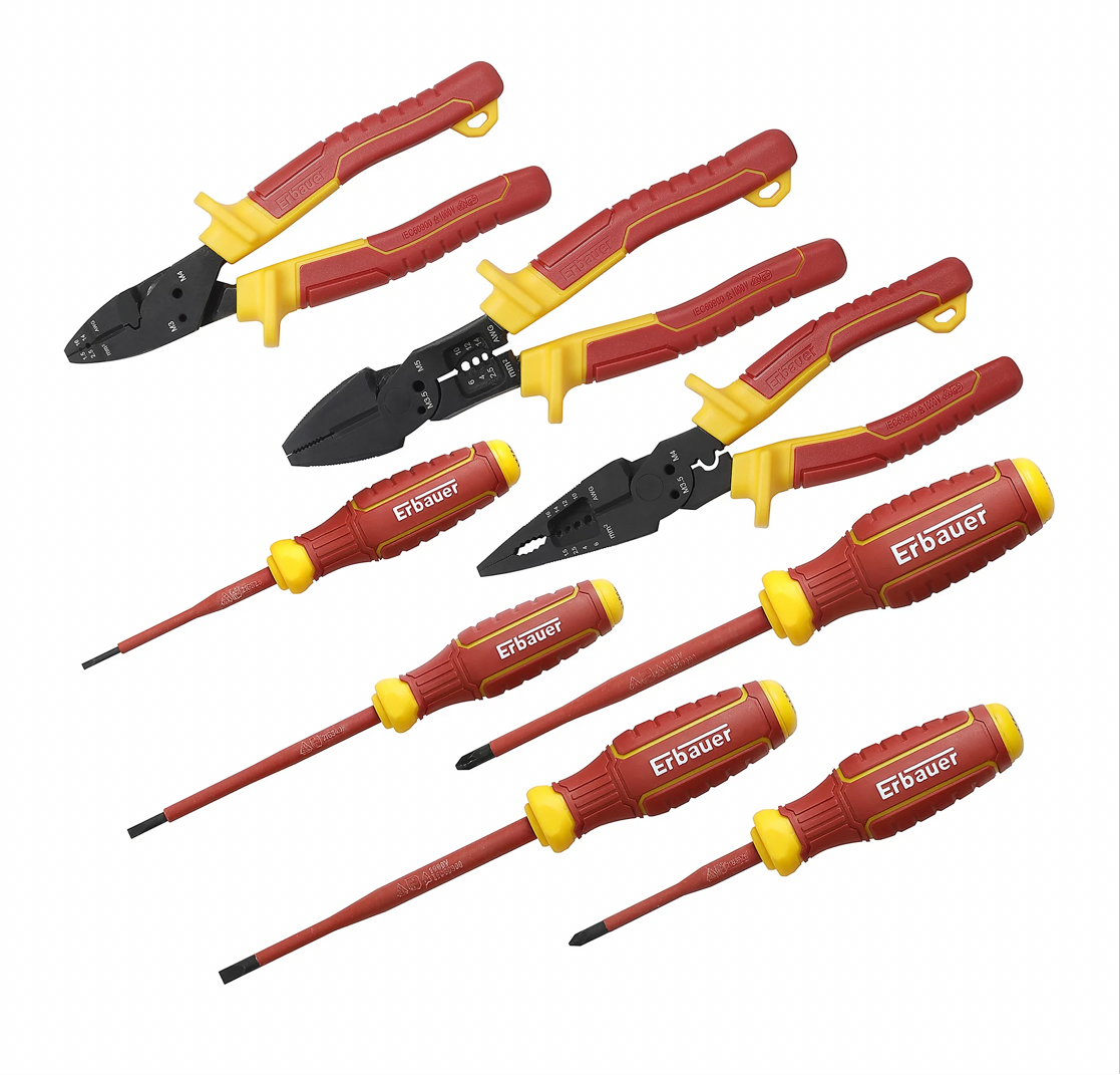 Erbauer 8 piece VDE Screwdriver, Cutters & Pliers set