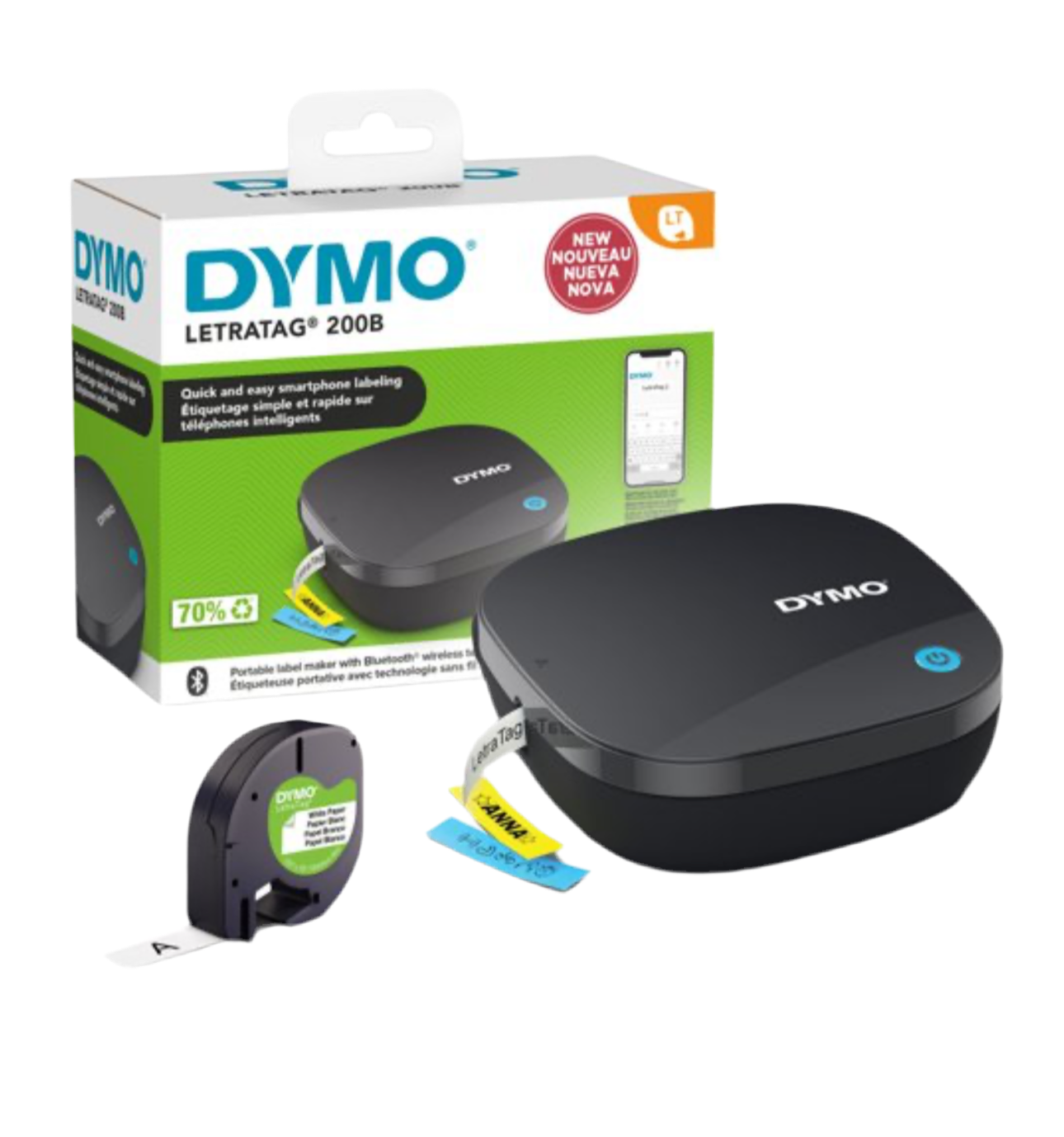 1) DYMO LetraTag 200B Bluetooth Labelling Device 2172855 (connects to phone to Type Label)