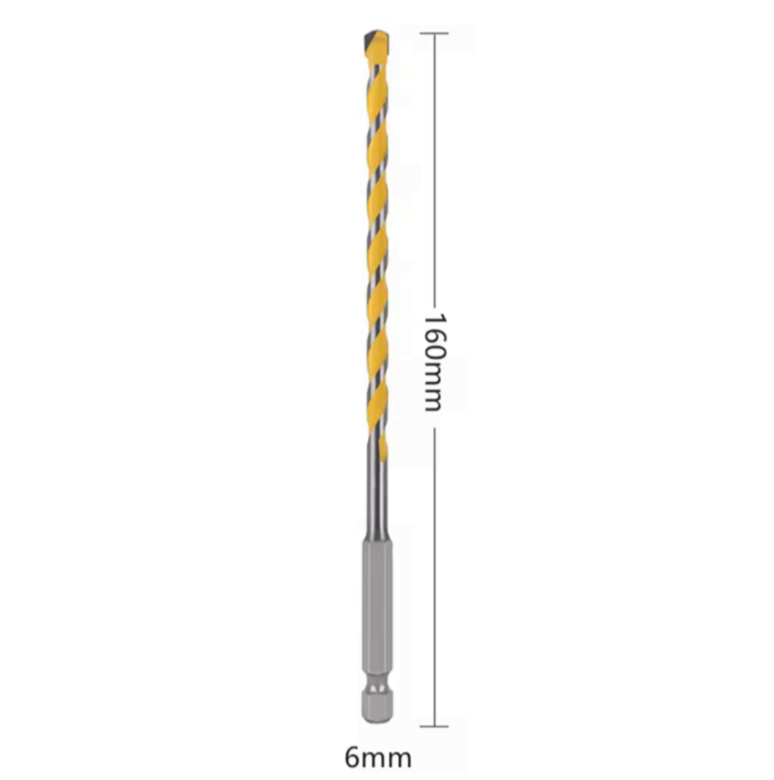 003) 6mm Hex drill bit 160mm Long (Fits Impact) Masonry (Leave SDS in the Van)