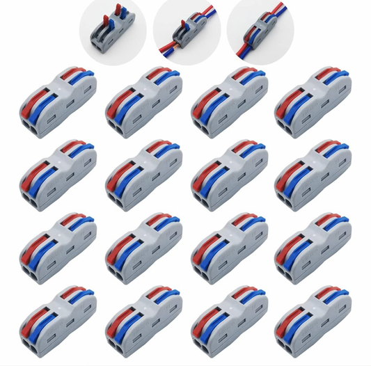 1) 16x Lever cable Connector, 2 Way 4 Port Quick Connection Terminal Spring Connector