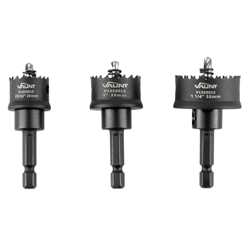 1) Vaunt 3 Piece Bi-Metal Impact Holesaw Set 20mm, 25mm, 32mm