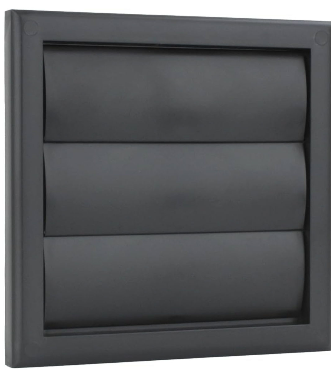 Vents 4 inch Black External Gravity Grille Air Vent Cover 100 mm Extractor Fan Back Draught Shutter Covers Ducting Tumble Dryer Bathroom Outside Wall Ventilation Hose Duct Grill