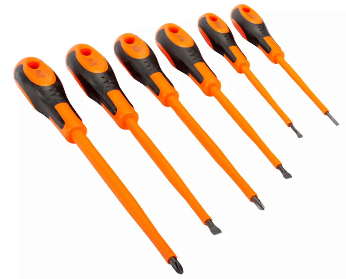 Bahco 620-6 VDE 1000v Insulated 6 Piece Screwdriver Slotted & Phillips Set