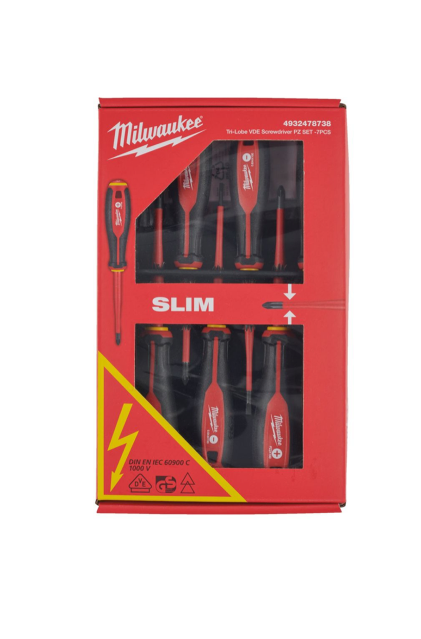 2) Milwaukee Tri-Lobe VDE 7 Piece Screwdriver PZ Set