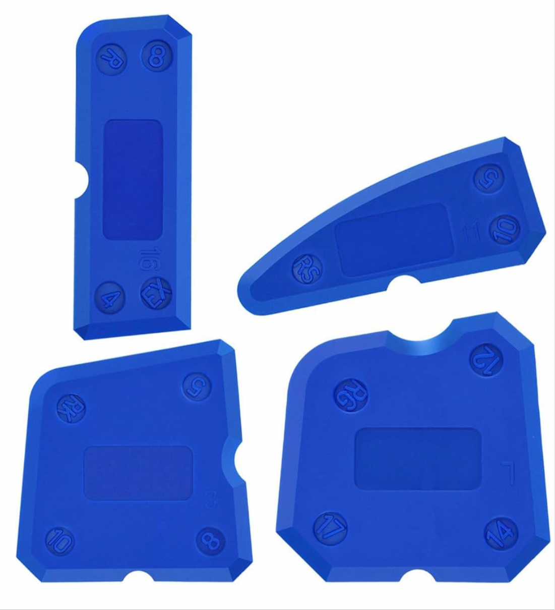 Sealant Finishing Tool,XCOZU 4 Piece Portable Blue Silicone Former Caulking Kit,Multi-Edge Sealant Applicator Tool Smoother Mastic Tool Suitable for Kitchens,Bathrooms