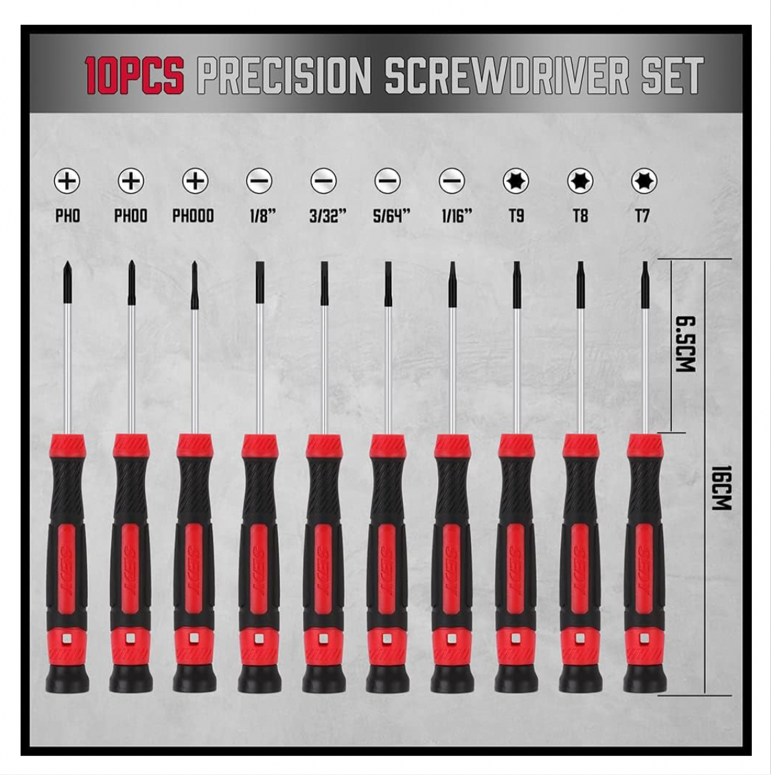 11-Piece Precision Screwdriver Set - Magnetic Mini Screwdrivers for Eyeglasses, Watches, Computers, Laptops, Phones - Phillips, Slotted, Torx, Non-Slip Handle, Portable Storage Bag Included