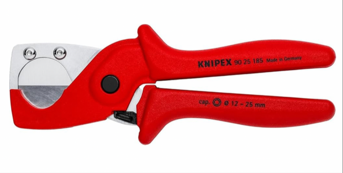 KNIPEX Pipe cutter for plastic composite pipes glass fibre reinforced plastic handles 12 - 25 mm 90 25 185