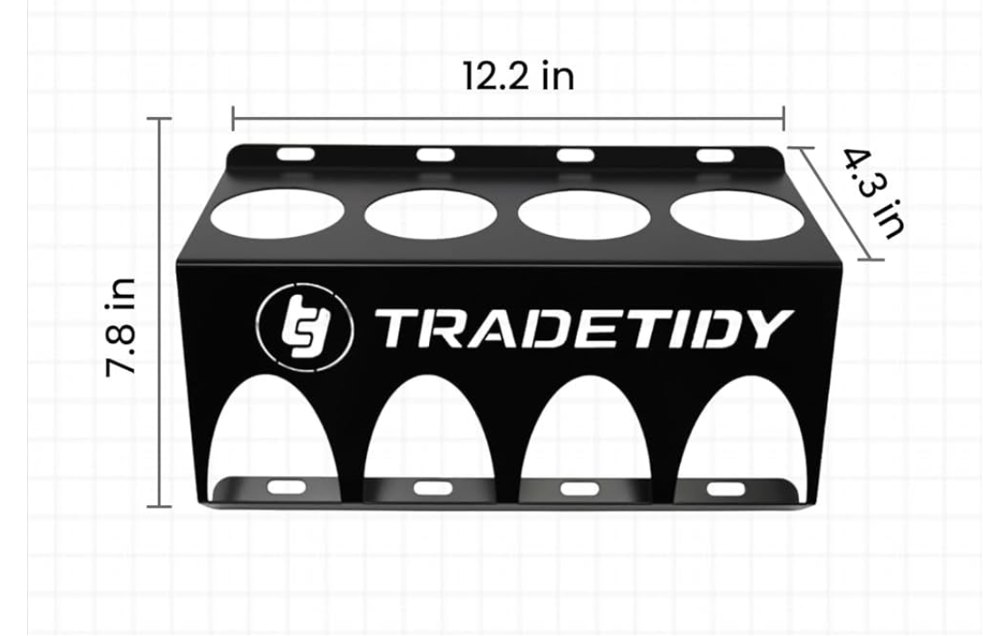 Tradetidy Spray Can Holder, Garage Organiser for Spray and Aerosol Can, Shelf Organiser Ideal for Vans, Garages, Workshops, Robust Steel Construction, Colour - Black