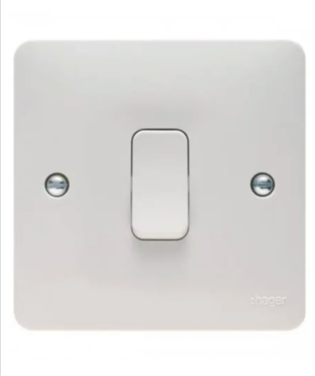 HAGER White Moulded 1 Gang Light Switch