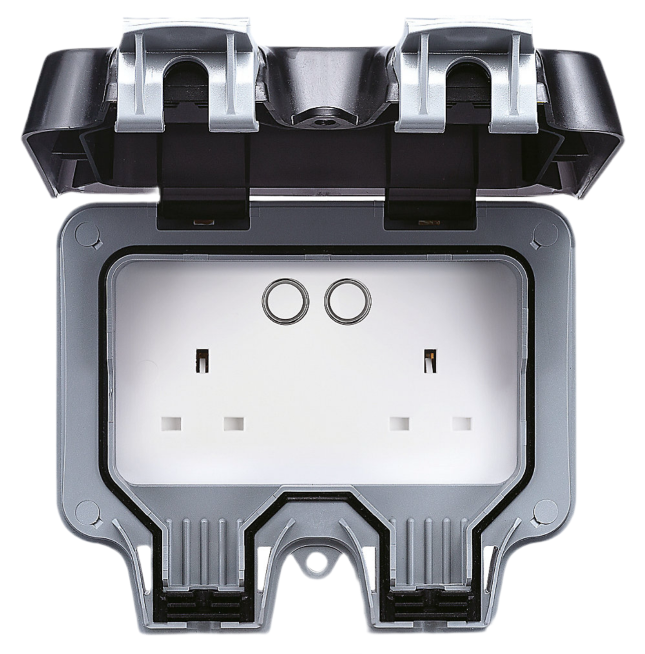 1) British General IP66 13A 2-Gang SP Weatherproof Outdoor Switched Smart Wi-Fi Controlled Socket
