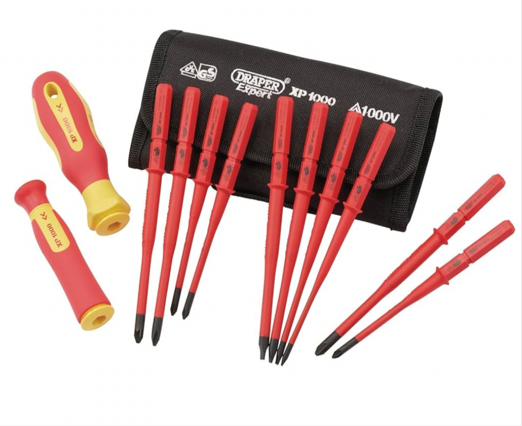 00) Draper 12 Piece Interchangeable Screwdriver Set | XP1000 Extra Slim | Portable Set with Case