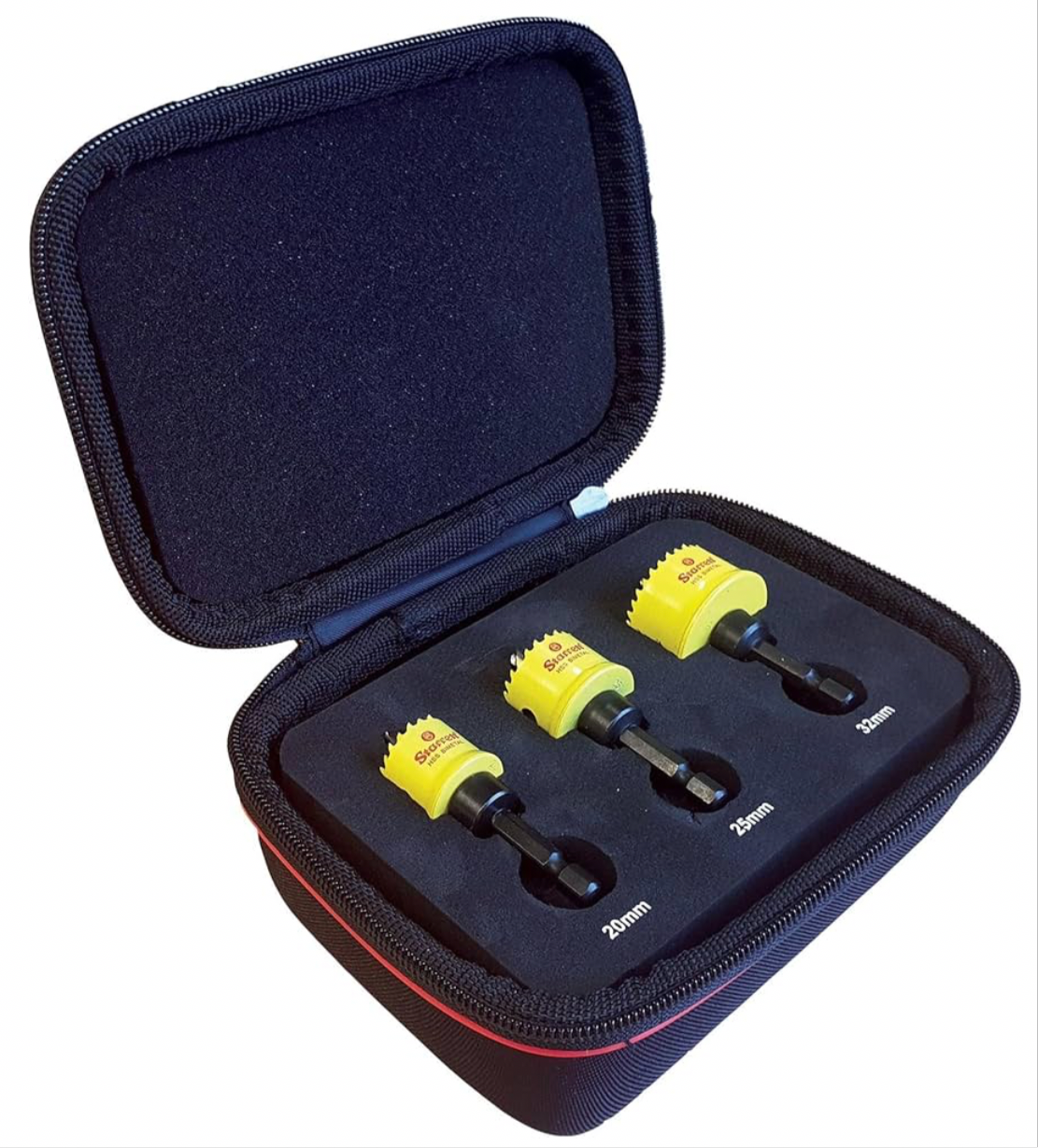 2) Starrett CSC 3-Piece Hole Saw Set - For Cordless Drills - 20mm, 25mm and 32mm - No Arbor or Pilot Drill Bit Required