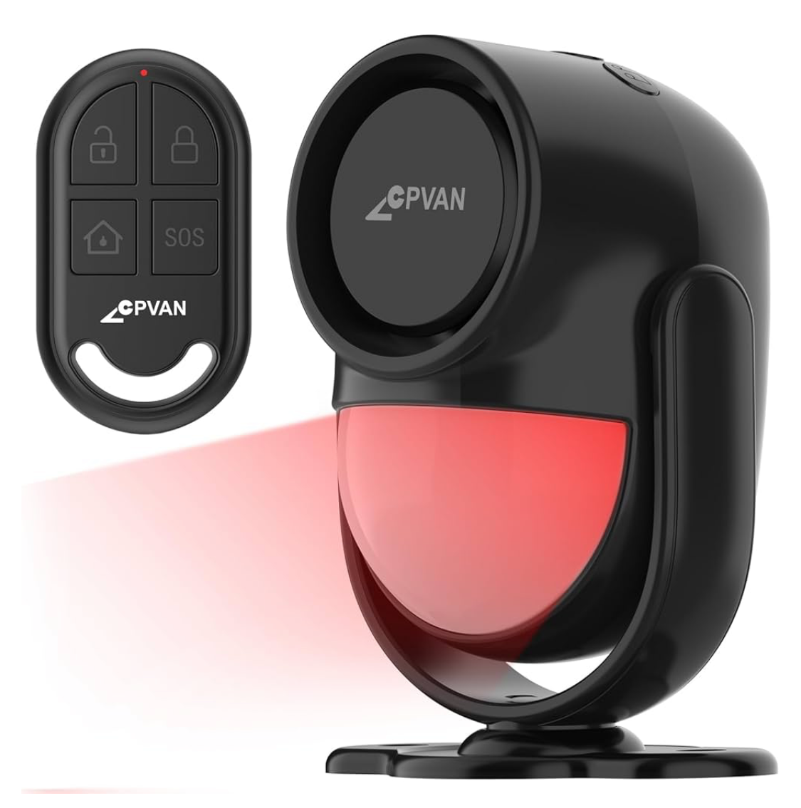 CPVAN Indoor Motion Sensor Alarm with Siren, Wireless Infrared DIY PIR Motion Detector Burglar Alarm System, Battery Operated, 125dB Adjustable, Remote Control for Home/Garage/Van