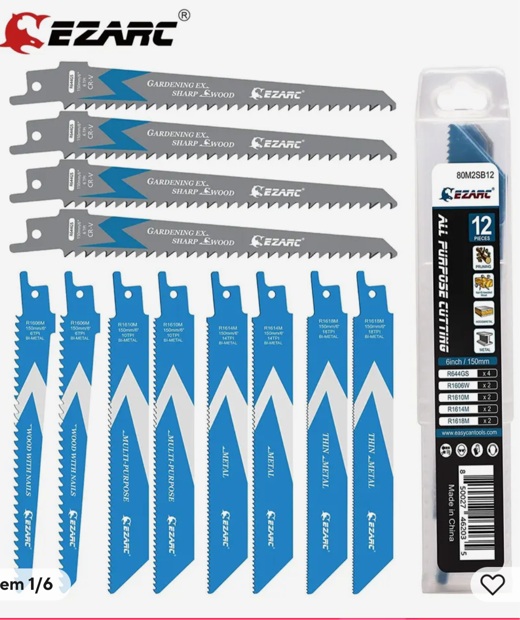 2) Recip Saw Blades (Wood & Metal) X12 (150mm)