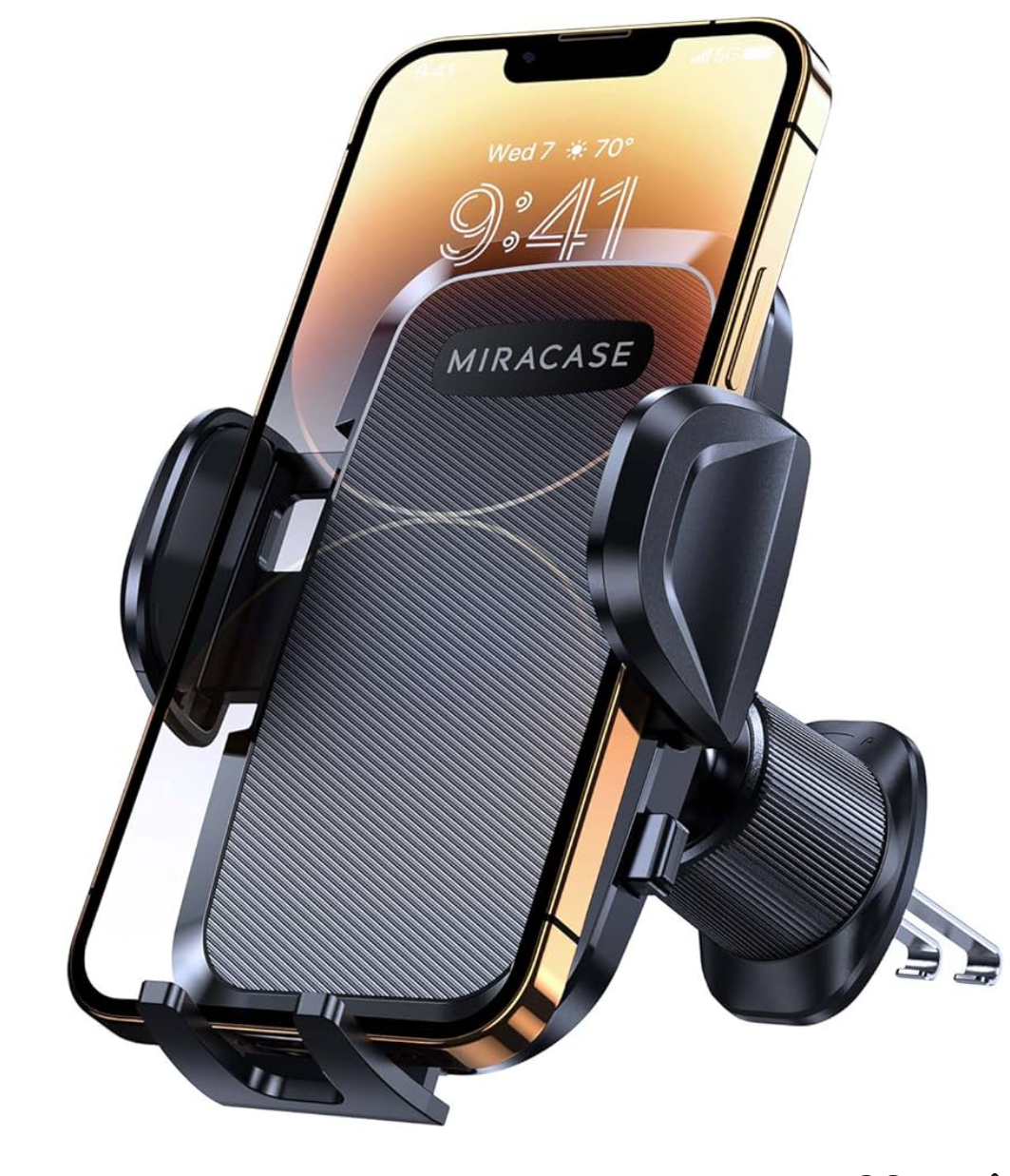 Miracase Car Phone Holder,Ultra Stable Double Steel-Hook Air Vent Car Phone Mount Cradle 360°Rotation for All 4.5"-7" Mobile Phones