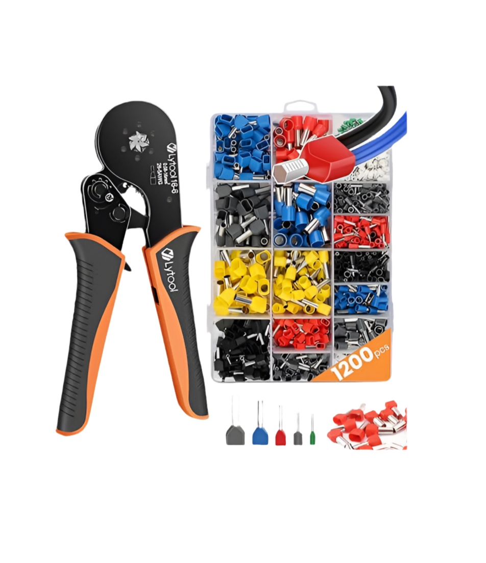 2) 0.08-16mm² Ferrule Crimping Tool and Crimps (Self-Adjustable Ratchet Crimping Pliers)