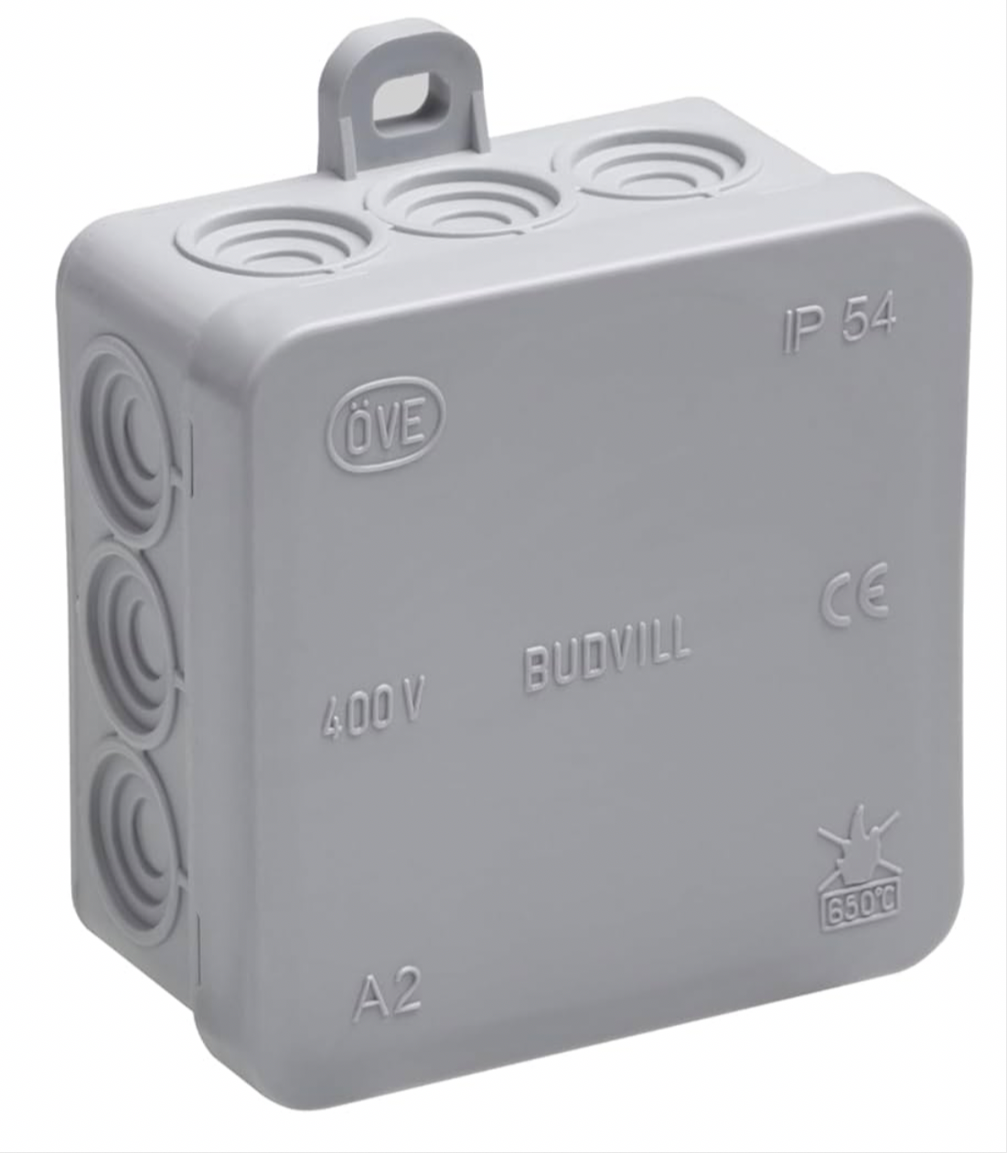 Meister Junction, 85 x 85 x 37 mm, Pack of 10, 12 Cable Entries, Splash-Proof, Suitable Outdoor use, Surface-Mounted, Wet Room Box, 7463040, Gray