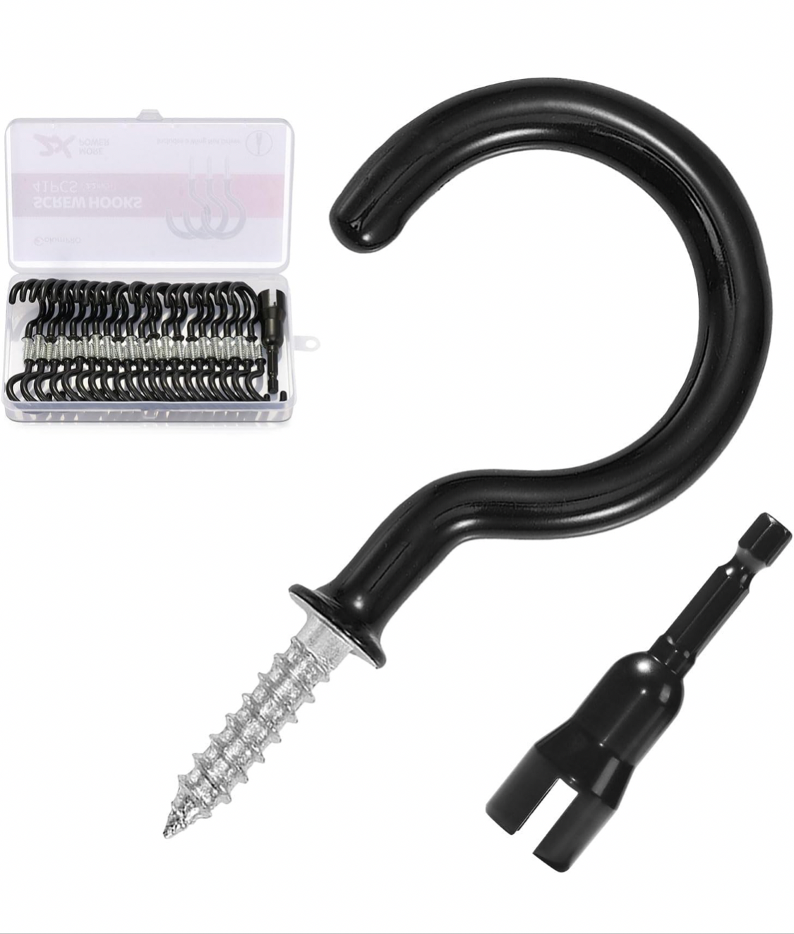 ColumPRO Stainless Steel Screw Hooks Set with 40PCS Ceiling Hooks & One Wing Nut Driver for Home & Office Organization, Heavy-Duty, Easy to Install, Durable.