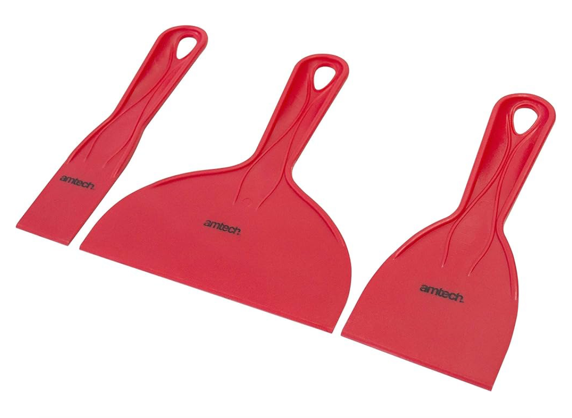 2) Amtech G0948 Filler Knife Set, 3 Piece Scraper Kit, 38mm, 75mm, 150mm, Paint Remover