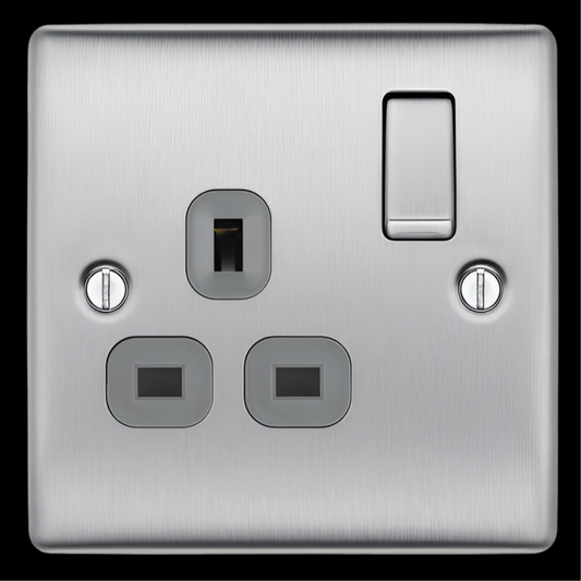 007) BG NEXUS Switched Single Socket (Brushed Chrome)
