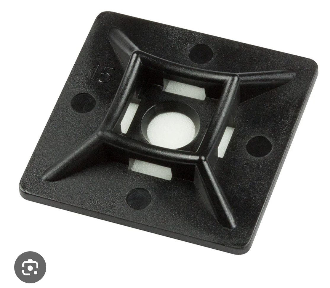 004) Adhesive Cable Tie Bases (28mm x 28mm) 4.8mm Cable tie width-Black