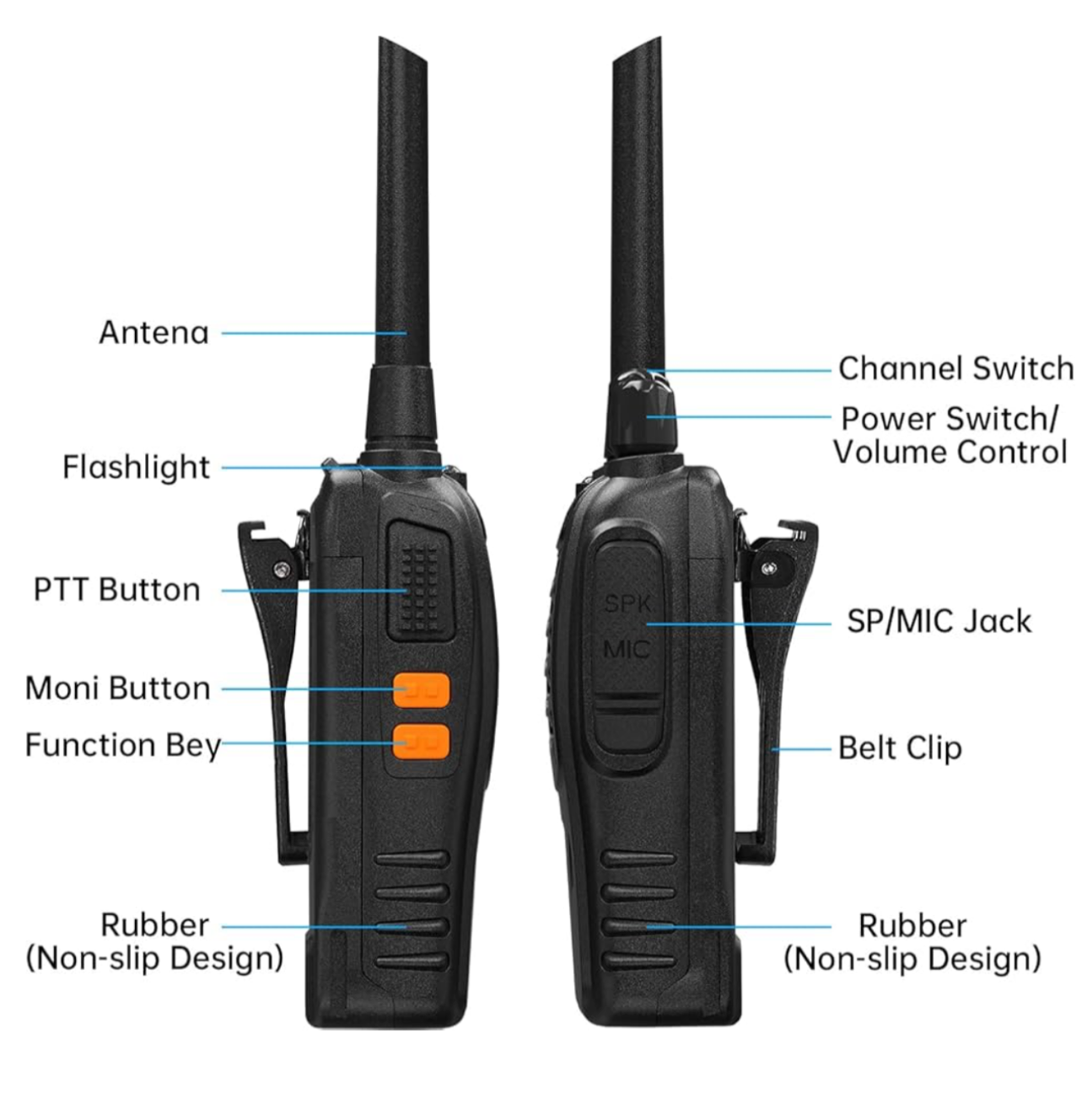 WALKIE TALKIES - (2023 Upgraded) 88E Walkie Talkie Long Range 2 Way Radio Rechargeable with Flashlight(4 Pack)