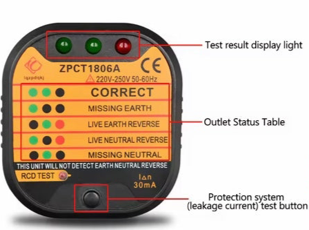 03) Plug in socket with RCD trip button