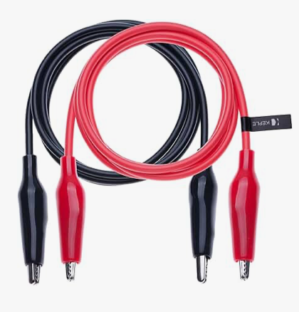 1) Crocodile Clips Electrical Insulated Wire Multimeter Test Leads Set Alligator Clip Clamps Double Ended Voltage Tester Cable (0.5 Meter/Red & Black)