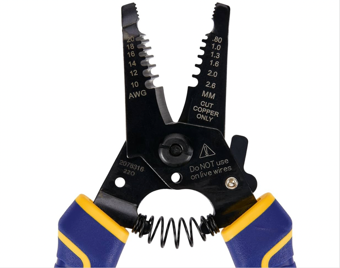 IRWIN 2078316 Vise-Grip Wire Stripping Tool/Wire Cutter, Yellow|grey|blue|black, 6-Inch