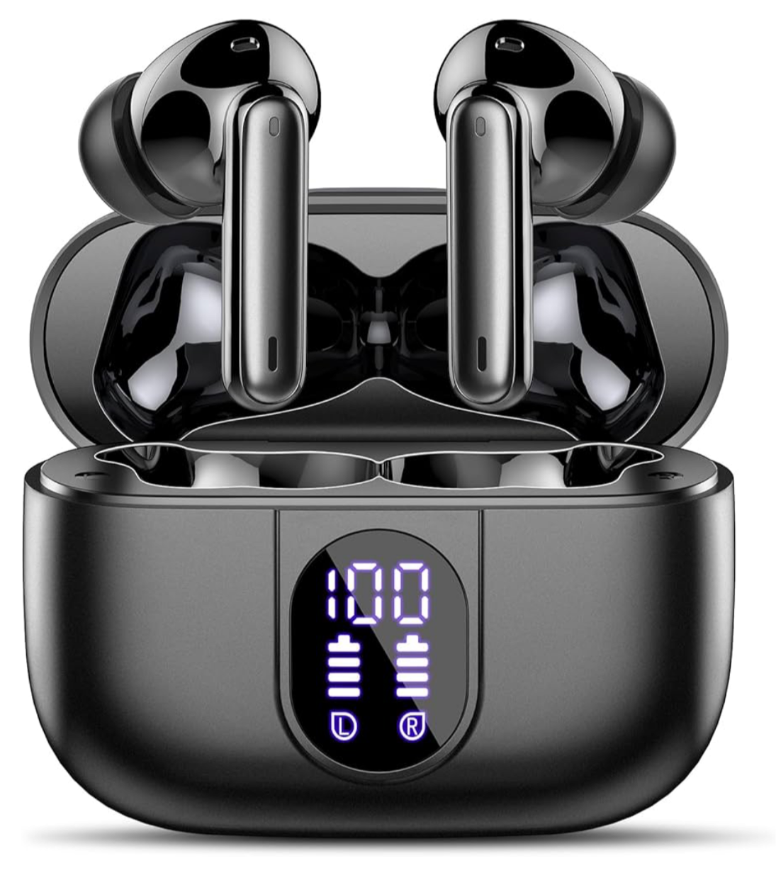 2) Wireless Ear Phones, Bluetooth 5.3 Headphones In Ear with 4 ENC Noise Cancelling Mic, 40H Playtime Bluetooth Earphones, Mini Deep Bass Stereo Ear Buds, IP7 Waterproof Wireless Headphones, LED Display