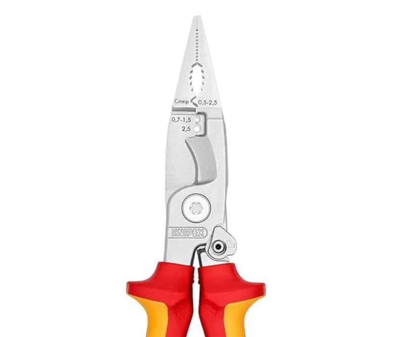 -00) KNIPEX Pliers for Electrical Installation, VDE, Opening Spring, for Cutting Cable, Wire Stripping, Crimping, Gripping & Bending