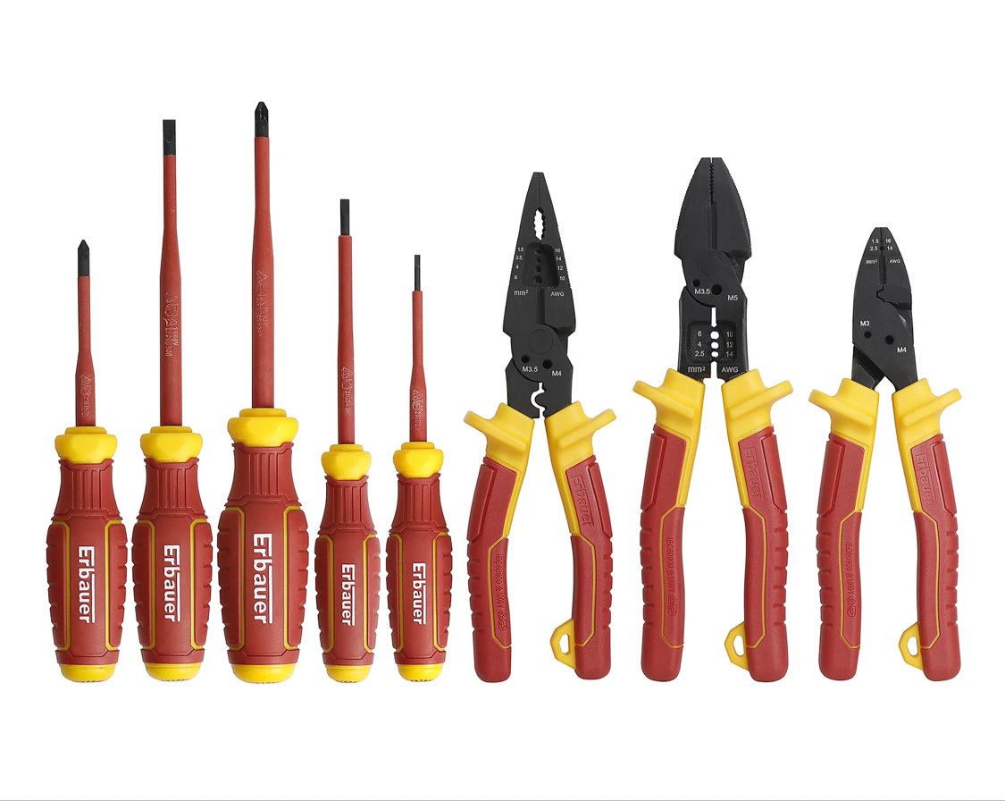 Erbauer 8 piece VDE Screwdriver, Cutters & Pliers set