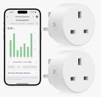 EIGHTREE Smart Plug with Energy Monitoring, Smart Plugs that Work with Alexa, Google Home, WiFi Smart Socket with WiFi Remote Control and Timer Function, 2.4GHz Wi-Fi Only, 13A, 2 Pack