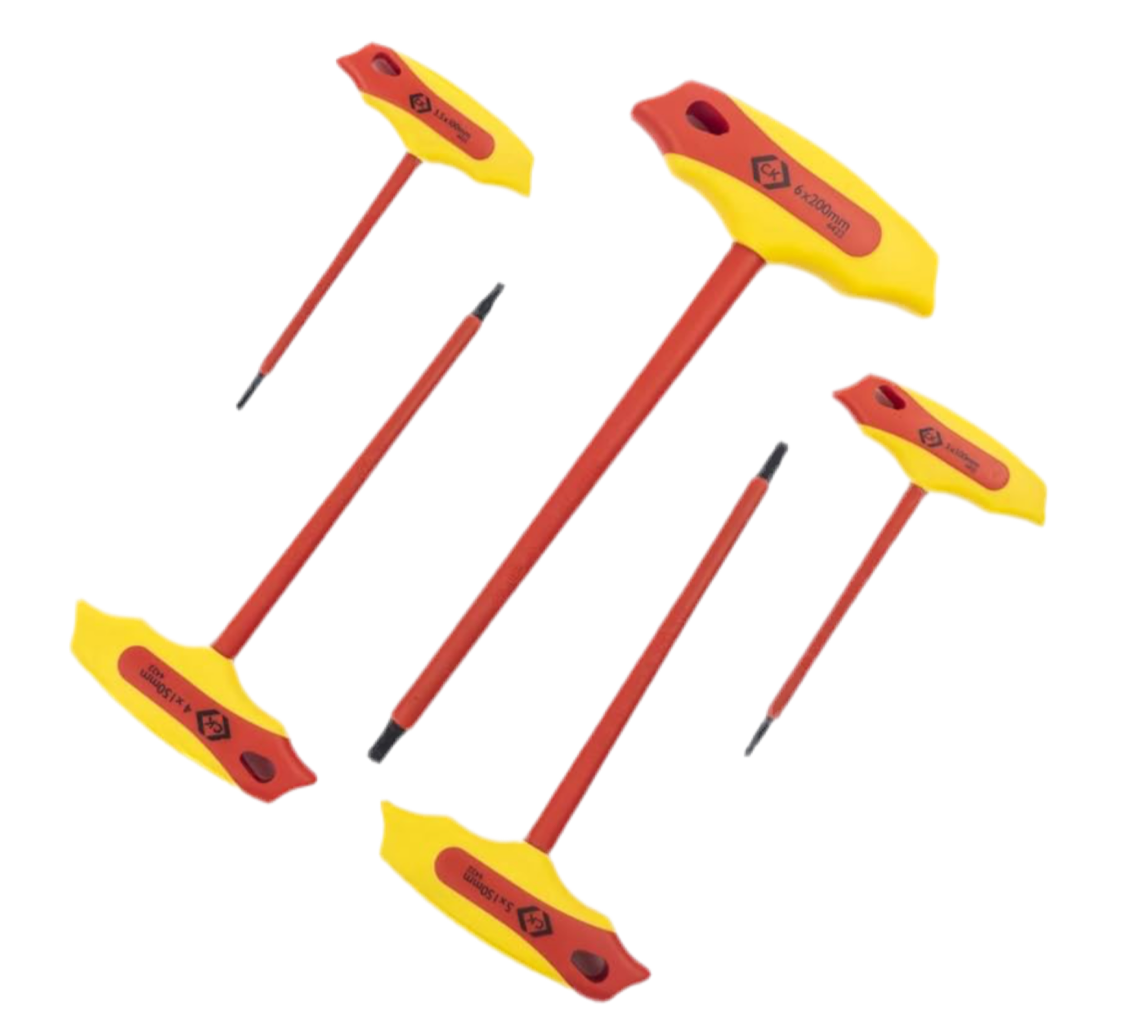 1) C.K T4422 Insulated T-Handle Hex Key Set, 5-pcs