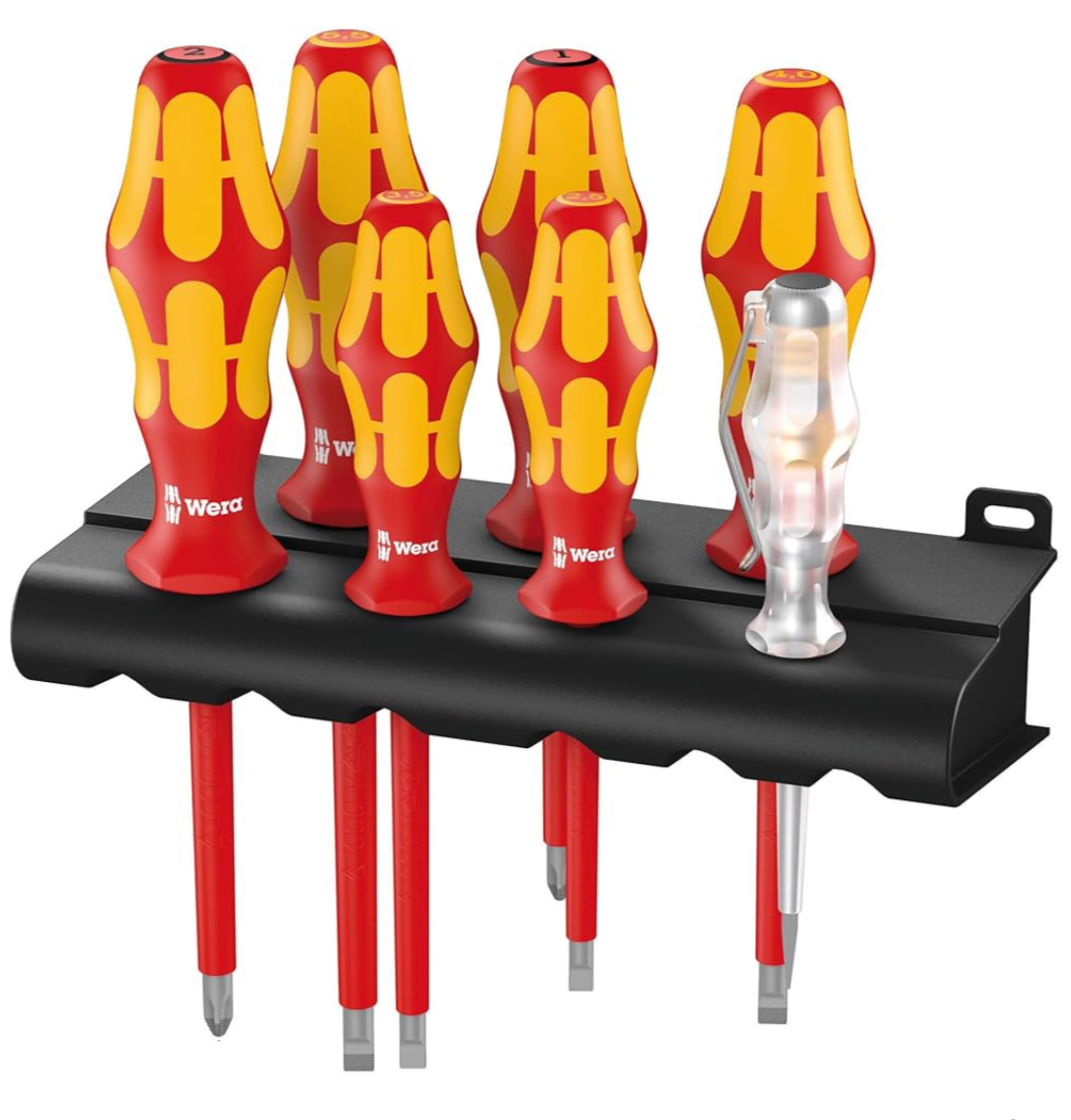 Wera 160 i/165 i/7 VDE Kraftform Alloy Steel Lasertip screwdriver Set, SL/PZ, 7pc, Multi-colour