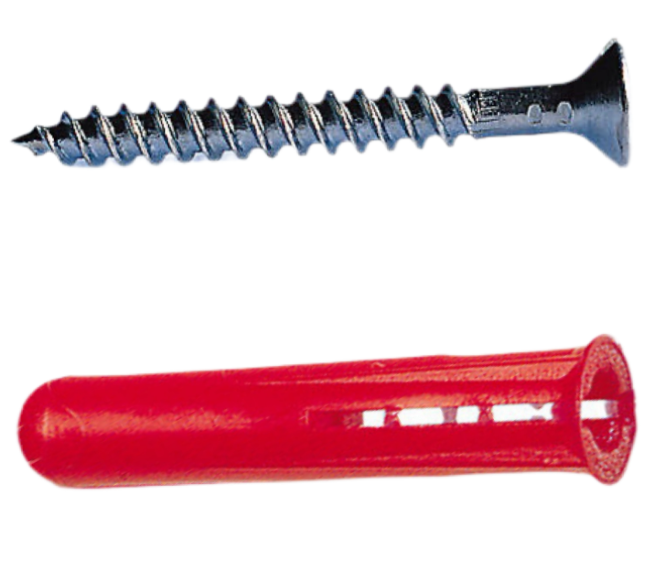 FAN FIXINGS- 4x 1.5inch Screws & 4x Red Raw Plug