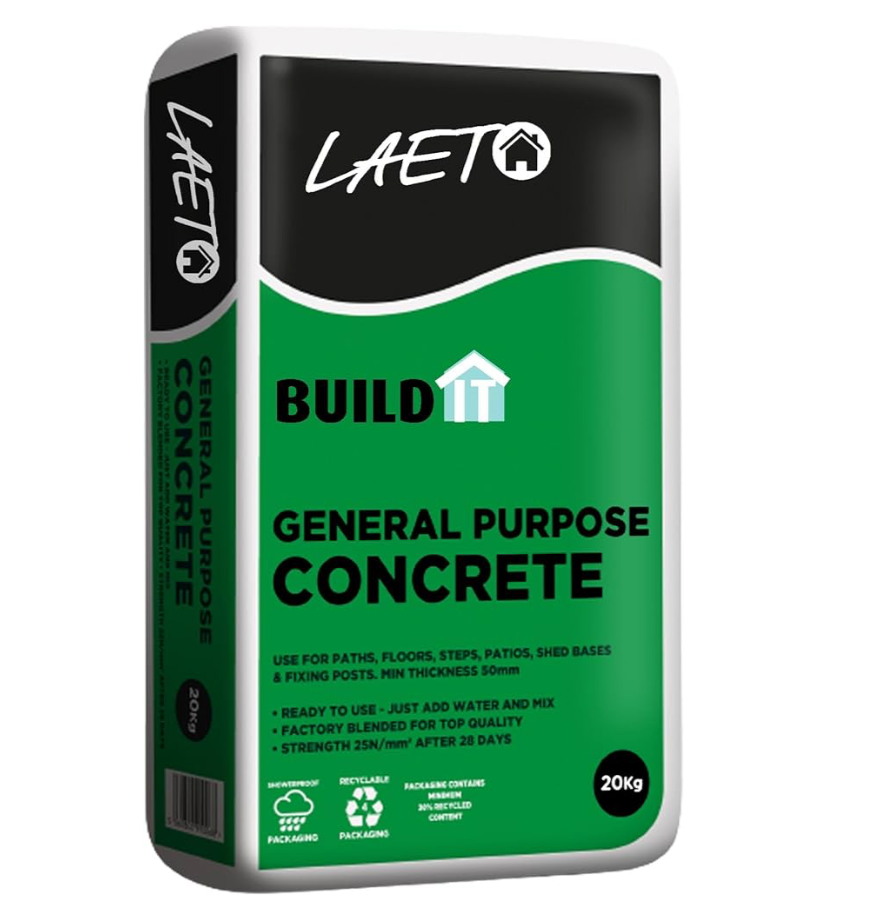 Laeto Build It Multi-Purpose Concrete Easy to Use Concrete Cement Ready Mixed Just Add Water Suitable for All Small Concrete Jobs 1 x 20kg Bag