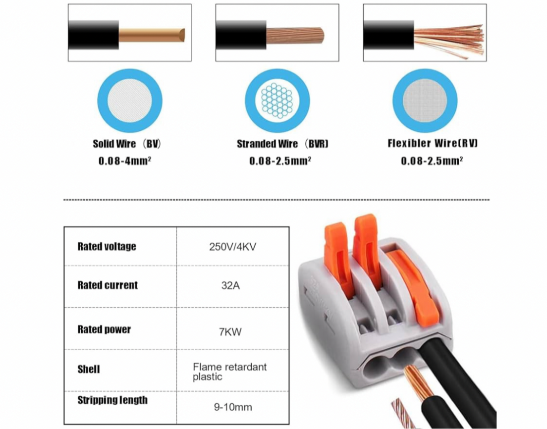 1) 100pcs Assorted Wire Connectors - Lever Connectors