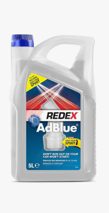 1) Redex AdBlue Additive 5L, AdBlue With Easy-Pour Spout, Reduces NOX Emissions, Quick & Easy Filling, Keep Spare In Boot, Premium Quality AdBlue Diesel Exhaust Fluid, No-Spill Bottle, 5 Litres