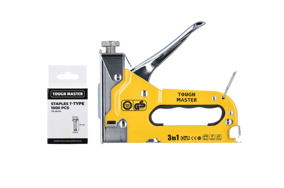 TOUGH MASTER STAPLE GUN Set with 1300pcs Staples, 3 in 1 Heavy Duty Stapler for D, U & T-type Staples