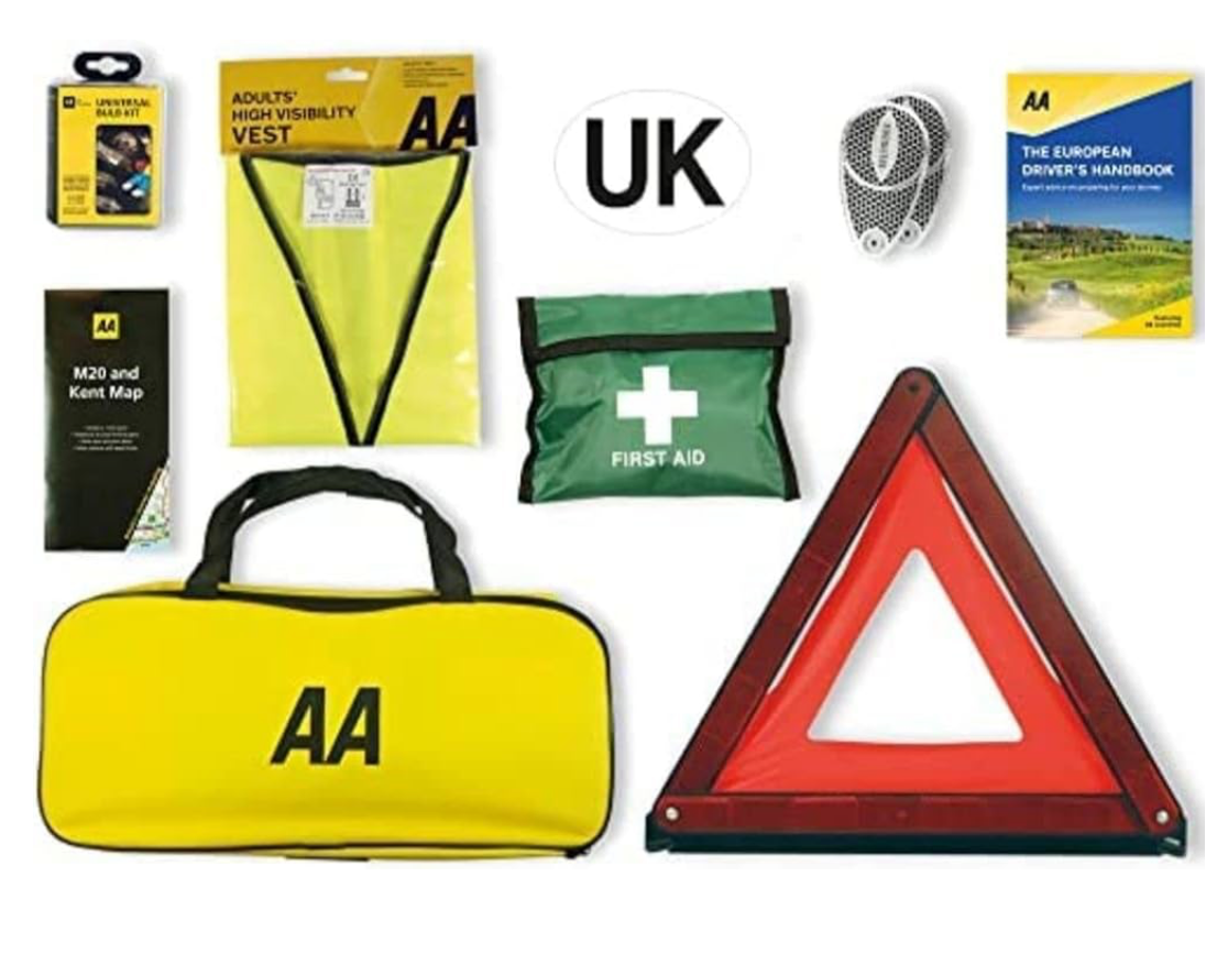 AA Euro Travel Kit AA6318 - for Driving in France/Europe - Includes Zipped Storage Bag and UK Identifier, Multicolour