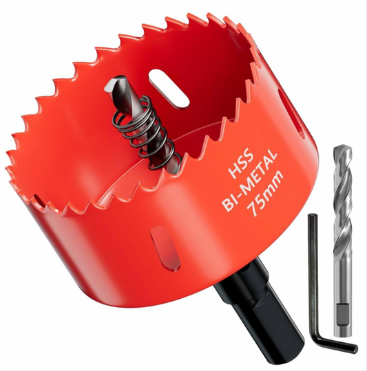 GARHWAL Bi-Metal Hole Saws - 75mm Wood Cutter, Metal Hole Saw, Circular Cutter for Walls, Core Drill Bit - Fast Cutting with Long-Lasting Blades for Plumbing, Conduits, Kitchens, Bathrooms, and More